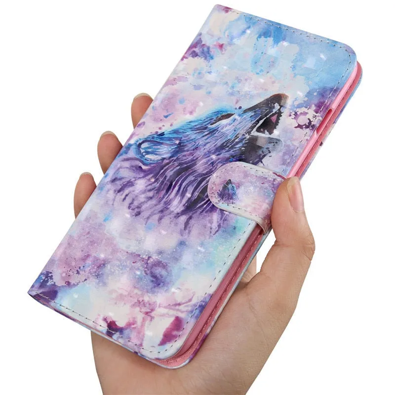 Anymob Xiaomi Redmi Blue Leather Case Wolf Flip Wallet Cover Bag Shell Protection