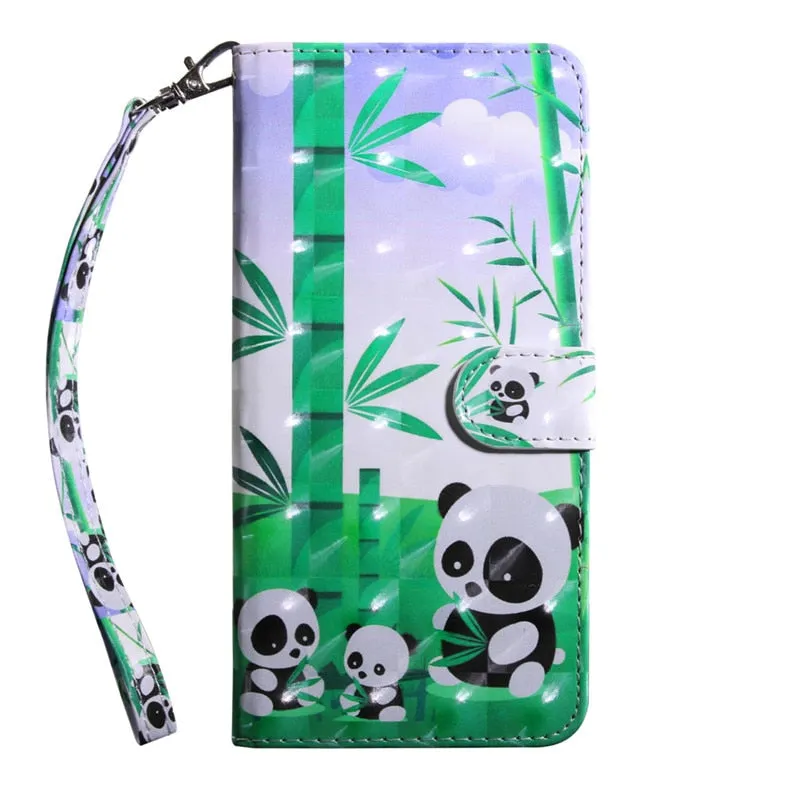 Anymob Xiaomi Redmi Green Leather Case Panda Flip Wallet Cover Bag Shell Protection