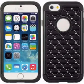Apple iPhone 6s Plus Case / 6 Plus Case Crystal Rhinestone Slim Hybrid Dual Layer Case - Black