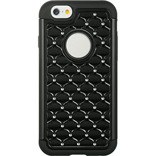 Apple iPhone 6s Plus Case / 6 Plus Case Crystal Rhinestone Slim Hybrid Dual Layer Case - Black