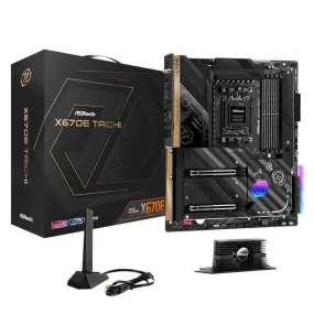 ASRock X670E Taichi AM5 EATX Mainboard. 4xDDR5 slots, 2 x PCIe 5.0 x16 Slots , AMD Cross Fire, Quad M.2 slots, 2.5GB LAN, WIFI-6E, 5,1 HD audio, HDMI 2.1, DP 1.4 ports, USB4 Type-C, 8 Layber PCB, 24 2 1 Phase Power Design, SPS