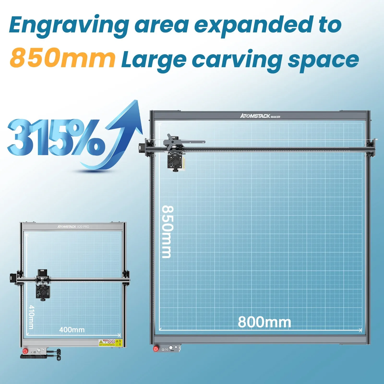Atomstack E85 Working Area Expansion Kit 850*800mm for ATOMSTCK X40 PRO S40 PRO A40 PRO X30 PRO S30 PRO A30 PROX20 Pro, A20 Pro, S20 Pro,X7 Pro, A10 Pro, S10 Pro,X7 40W, A5 Series Laser Engraver and Cutter