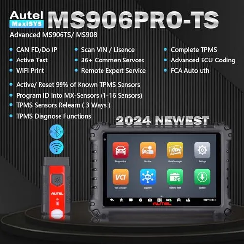 Autel Scanner MaxiSYS MS906pro-TS 2024 Upgrade of MS906 Pro MS906TS MS906BT MK908 Top TPMS Programming Tool CAN FD/Do IP 36  Services All System Diagnostic ECU Coding 10000  Vehicles