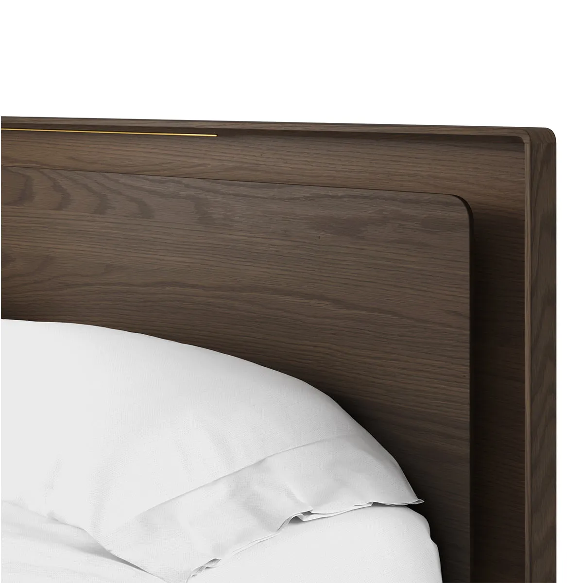 BDI Up-LINQ 9117 Queen Size Bed with Dual-Level Headboard, Dimmable Accent Lighting, and Integrated Power Stations (Toasted Oak)