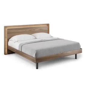 BDI Up-LINQ 9119 King Size Bed with Dual-Level Headboard, Dimmable Accent Lighting, and Integrated Power Stations (Natural Walnut)