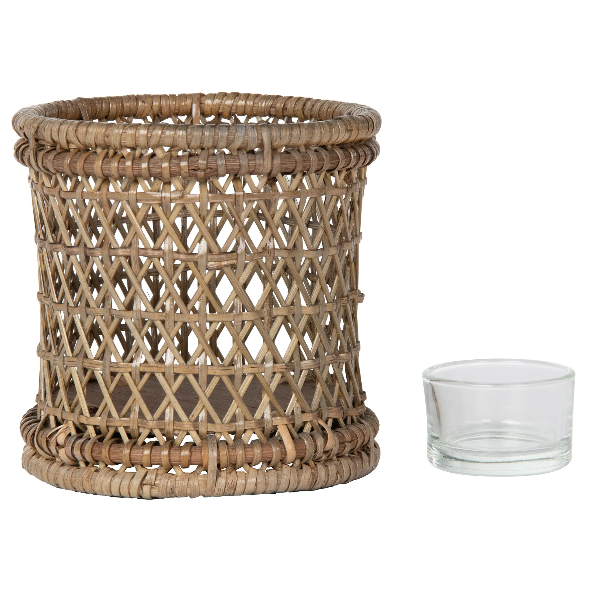 Cabo Hurricane Rattan Candle Holders, Natural