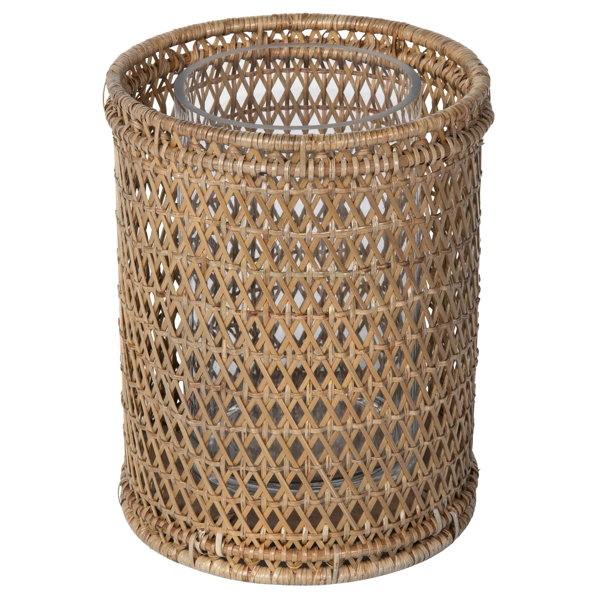 Cabo Hurricane Rattan Candle Holders, Natural