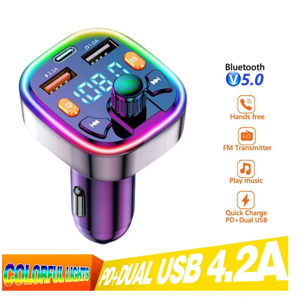 Car  Fm  Transmitter External Microphone Dual Usb Pd Type C Fast
