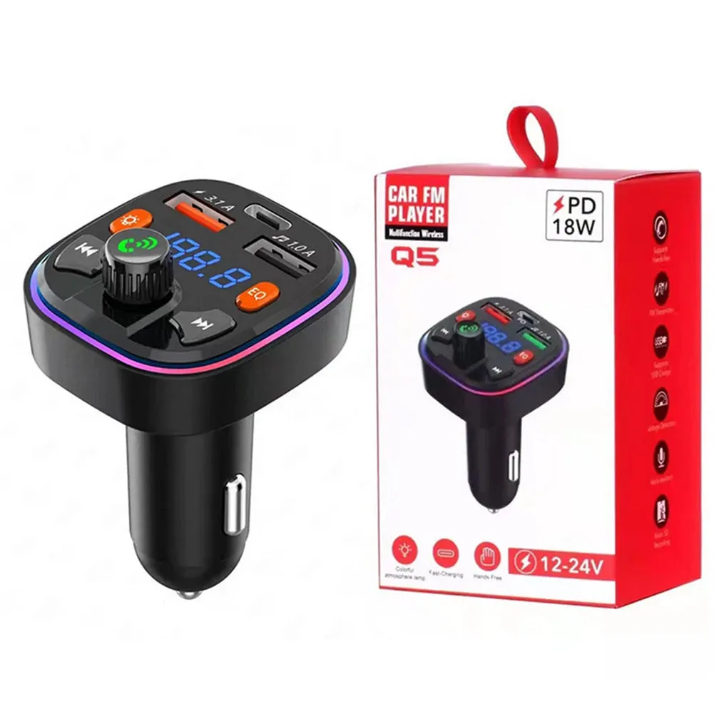 Car  Fm  Transmitter External Microphone Dual Usb Pd Type C Fast