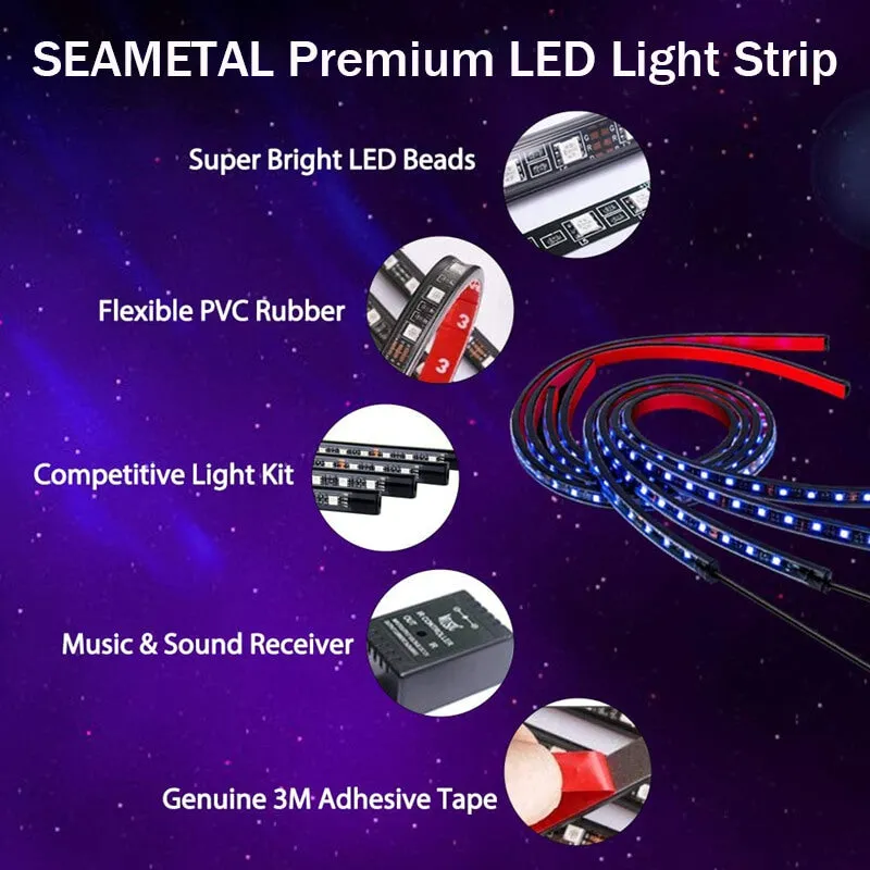 Car Underglow Neon LED Strip Lights APP/Remote Control Auto Underbody RGB Atmosphere Lamp