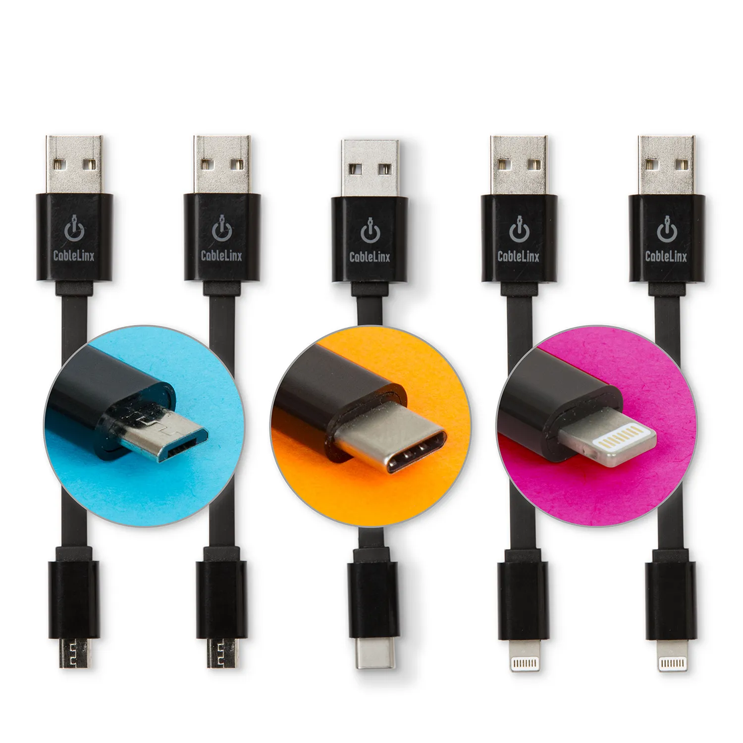 ChargeHub X5 Bundle - 5 Port USB Charger with 5 USB Charging Cables