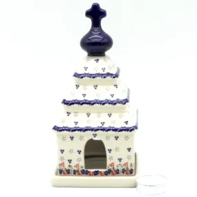 Church Tea Candle Holder in Holiday Wreath