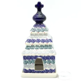 Church Tea Candle Holder in Spruce Garland