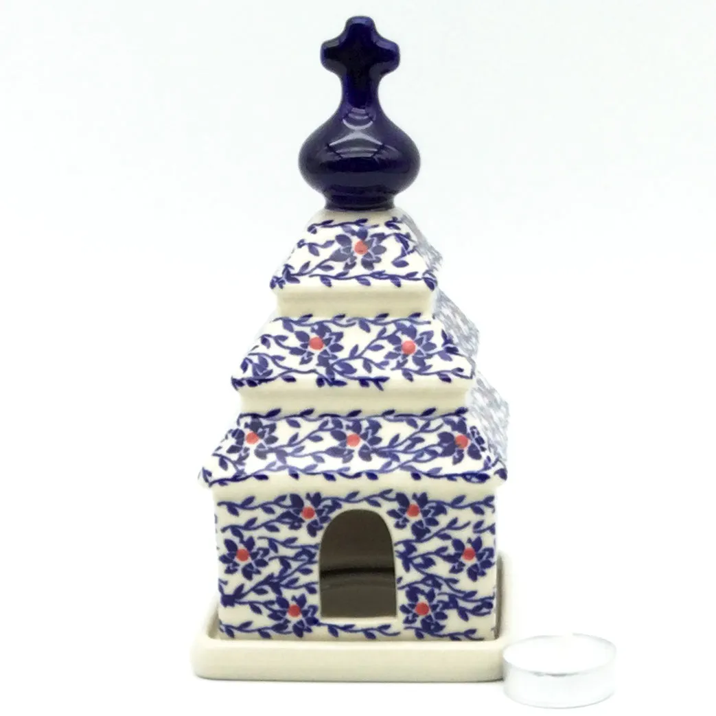 Church Tea Candle Holder in Touch of Red