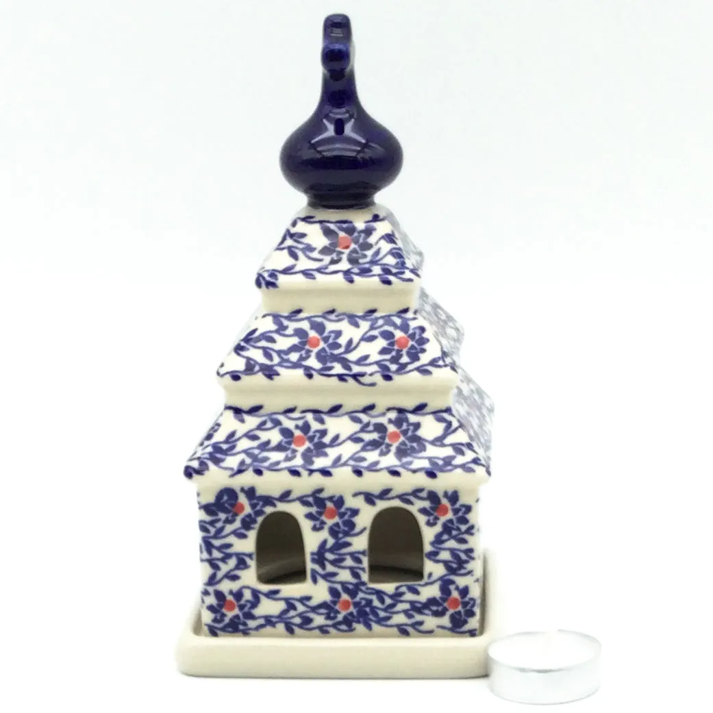 Church Tea Candle Holder in Touch of Red