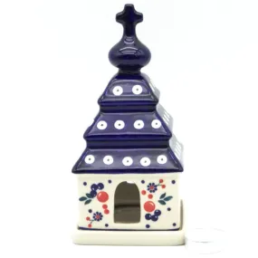 Church Tea Candle Holder in Traditional Cherries