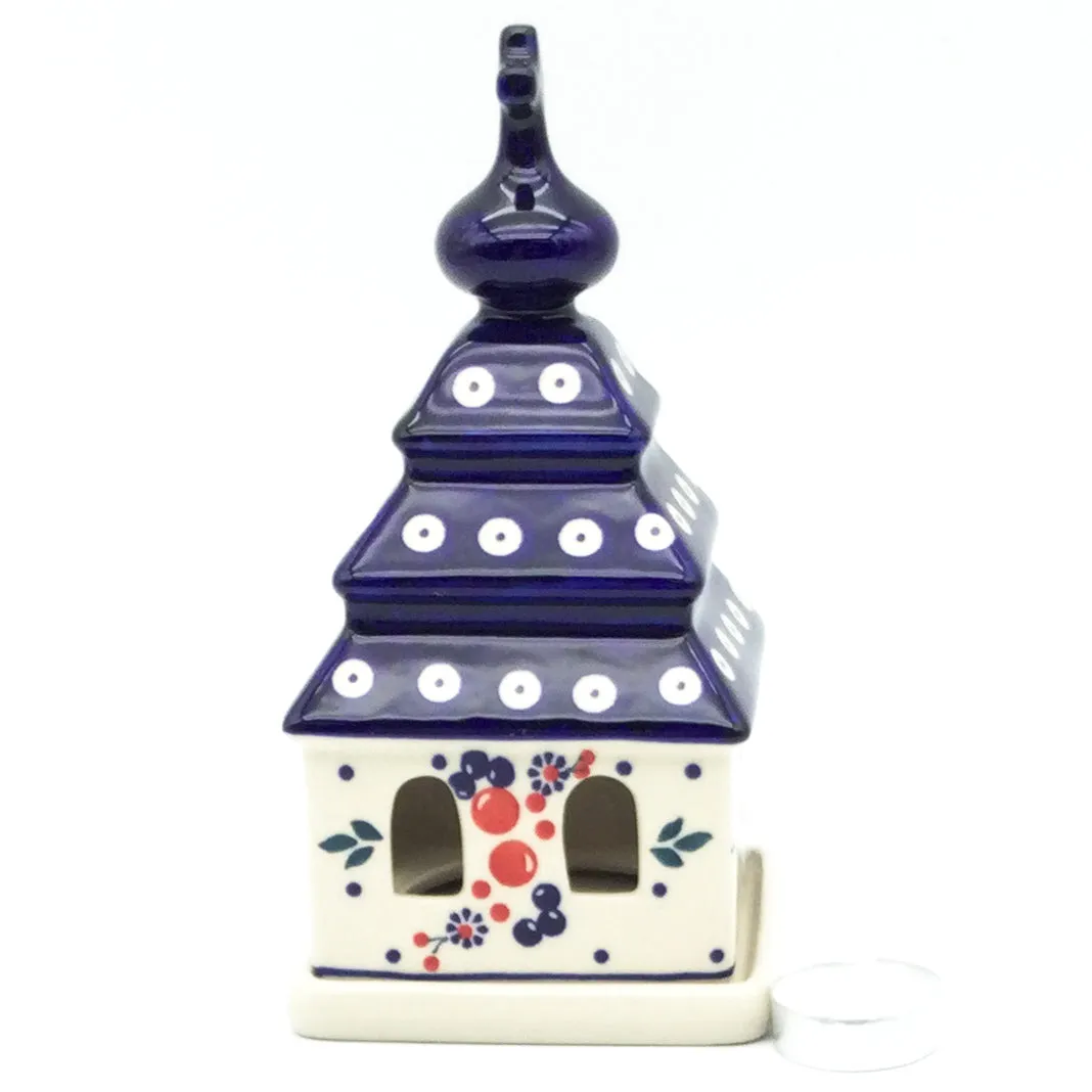Church Tea Candle Holder in Traditional Cherries
