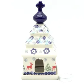 Church Tea Candle Holder in Winter Reindeer