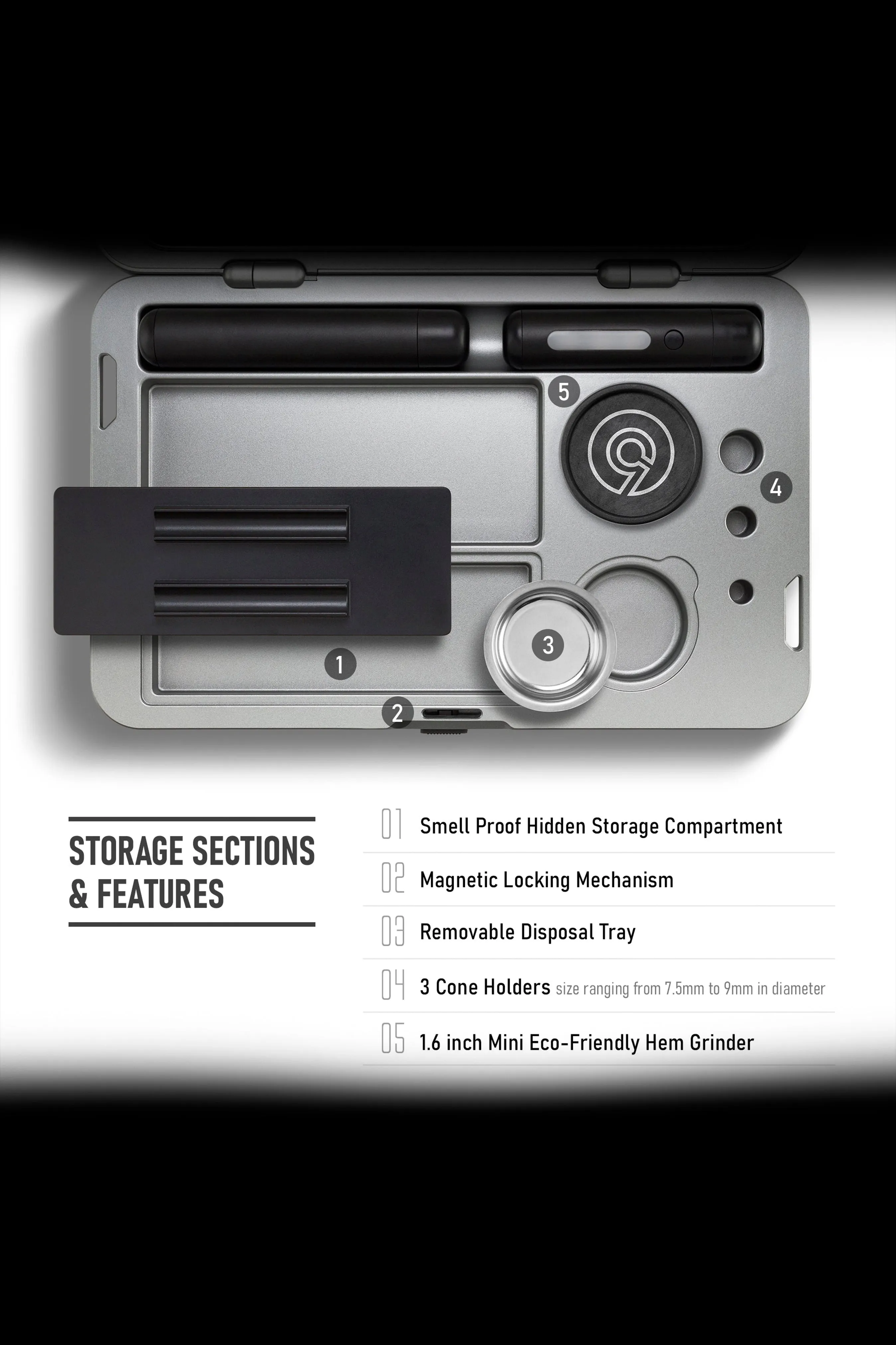 Cloudious 9 M.L.T.9 Portable Rolling Tray Survival Kit
