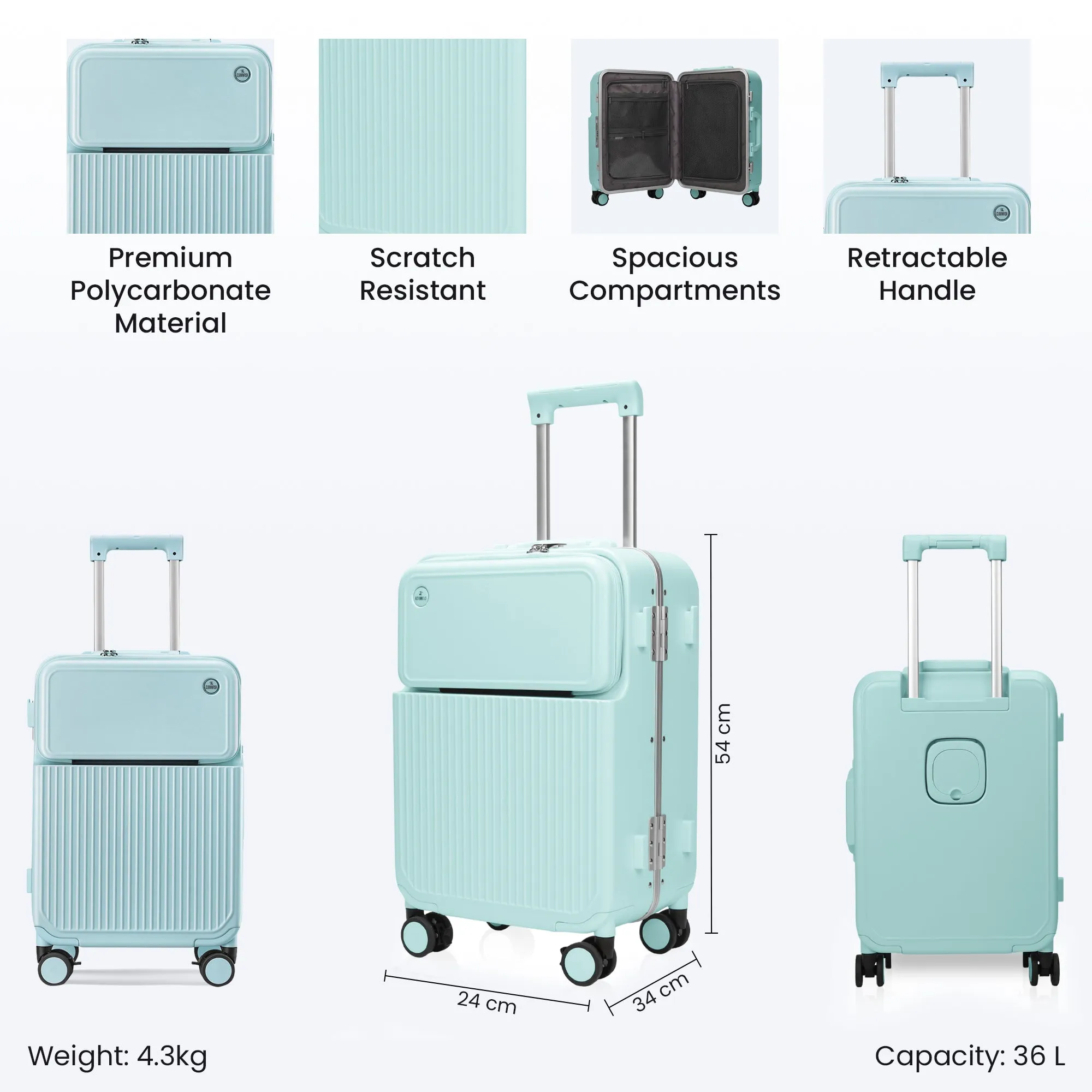 Clownfish PopStar Trolley Bag - Durable, Lightweight | 20" | 36 Litres | Blue