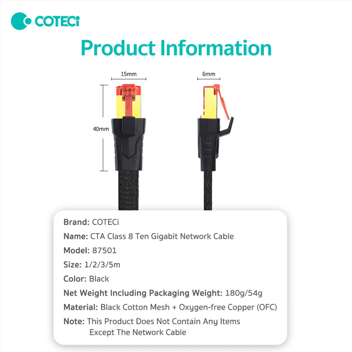 COTECi CTA 8 Class 10 Gigabit Ethernet Cable 2M - 87501