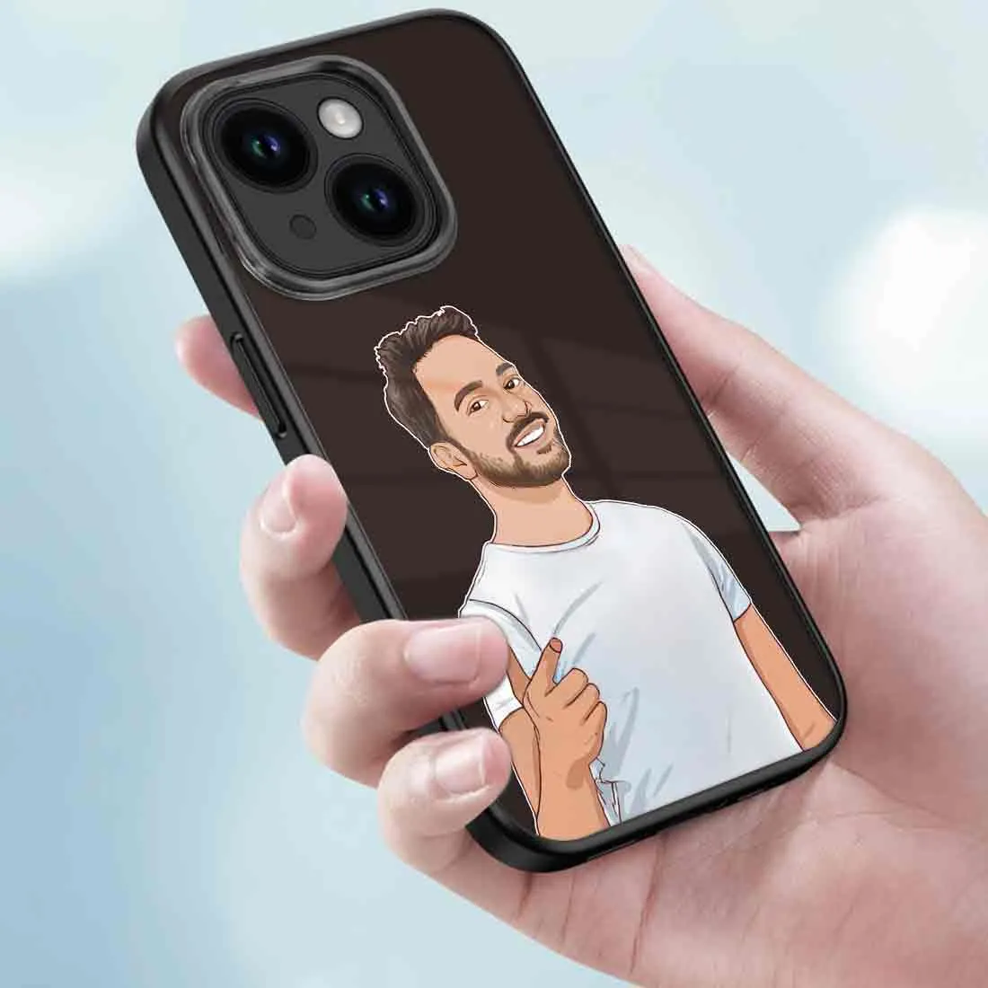 Customized Photo Mobile Cover Black  iPhone 14 Case With Image - Cartoonize Photo
