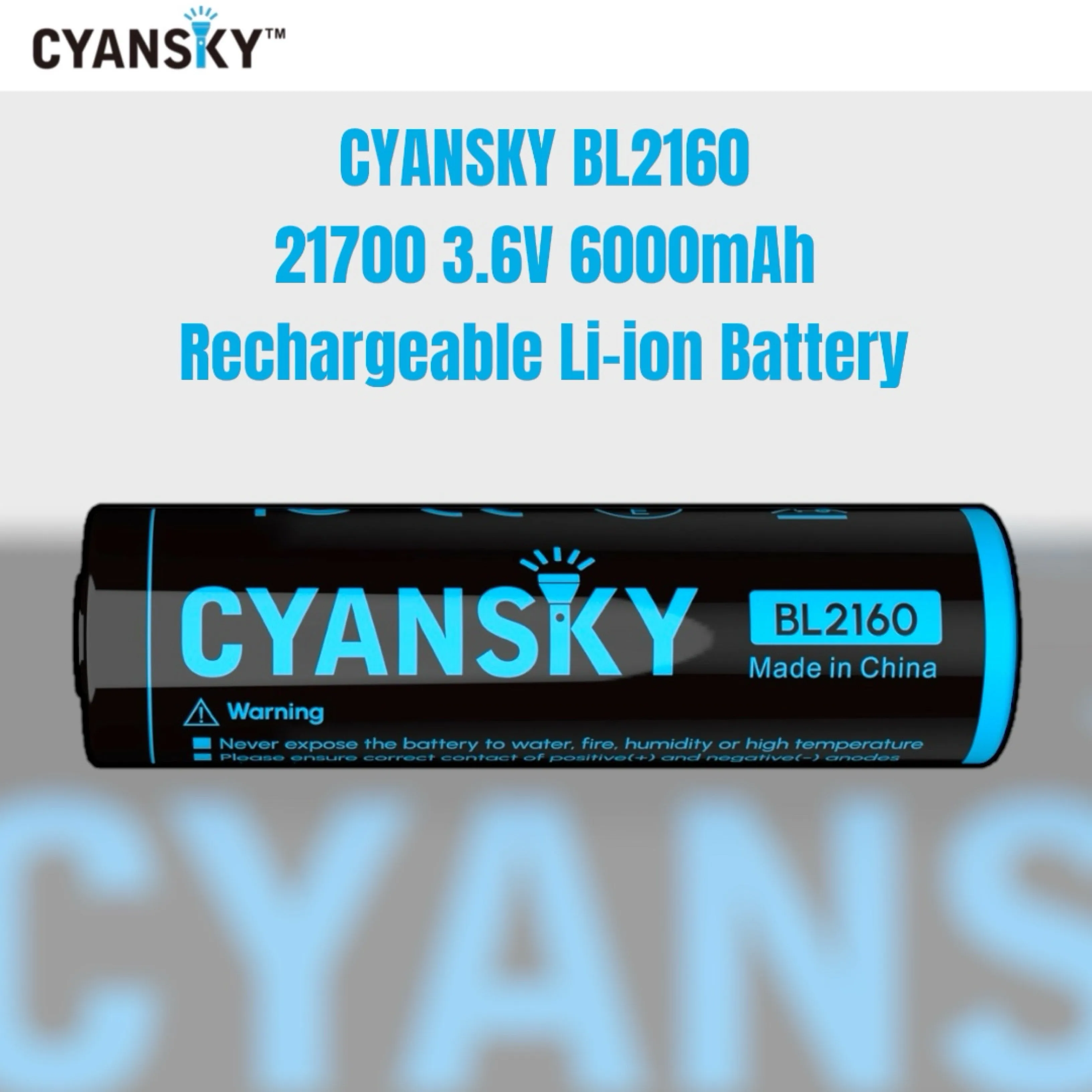 Cyansky BL2160U 21700 6000mAh 3.6V 12A Li-ion Rechargeable Battery