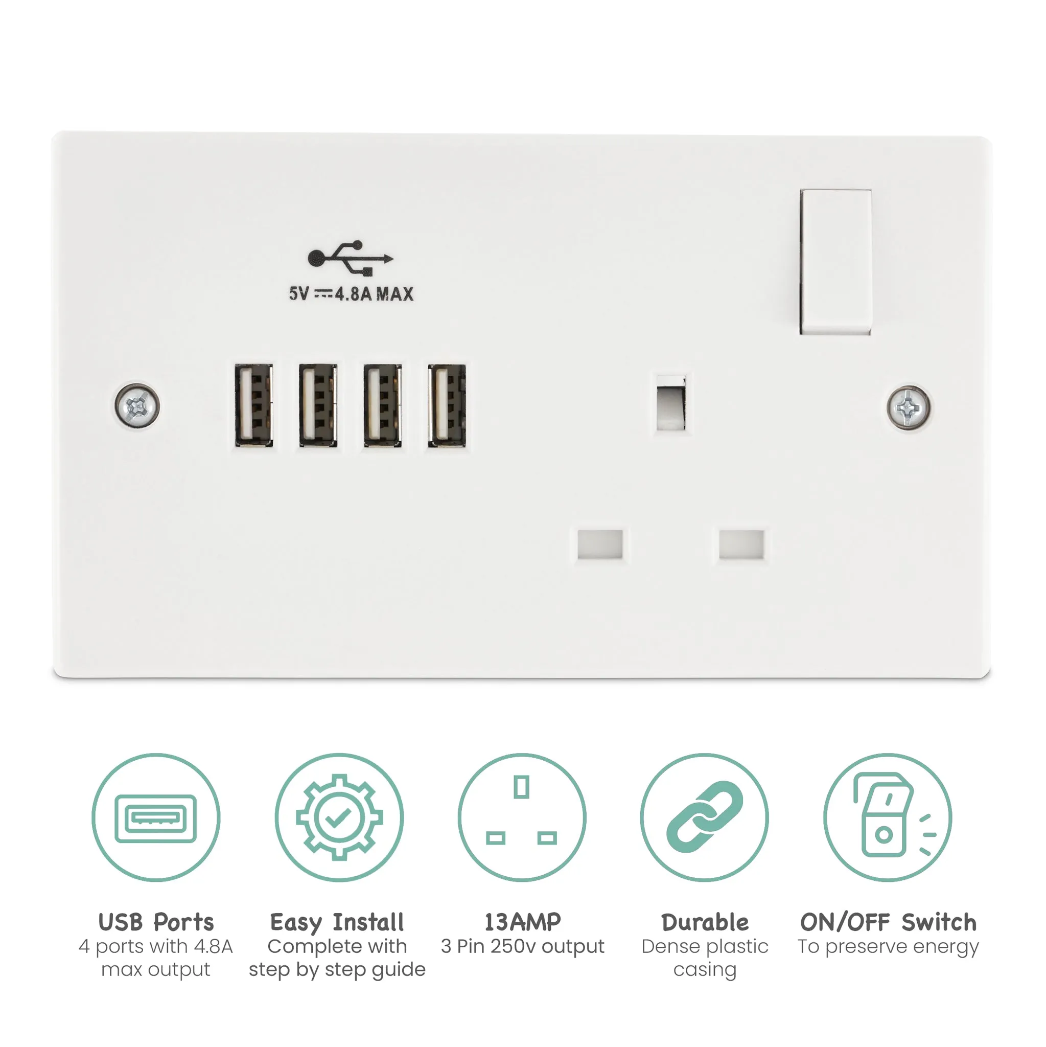 Daewoo Single Socket With 4 USB Ports