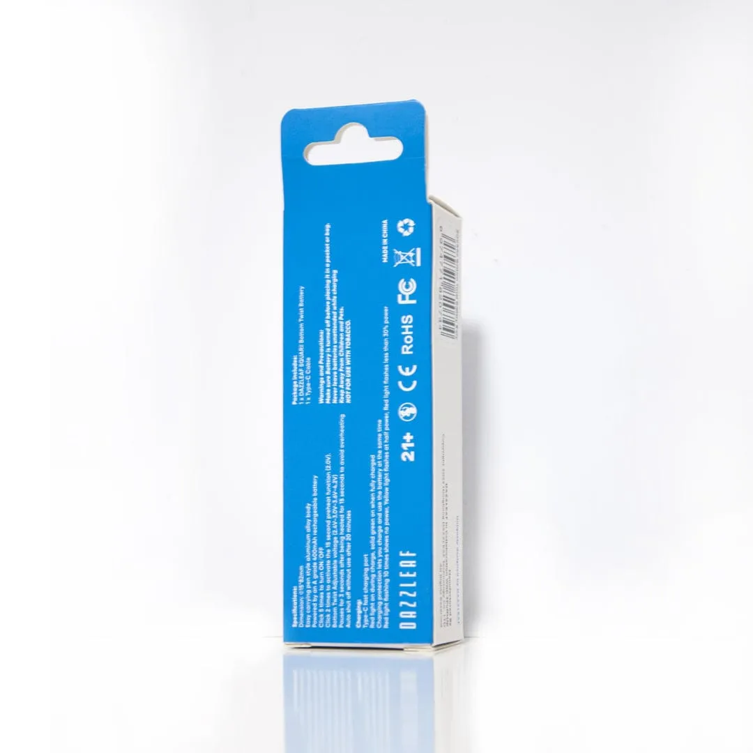 Dazzleaf SQUARii Bottom Twist VV 510 Thread Battery 400mAh - Clearance