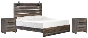 Drystan King Panel Bed with 2 Nightstands in Multi