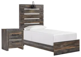 Drystan Twin Panel Bed with Nightstand in Multi