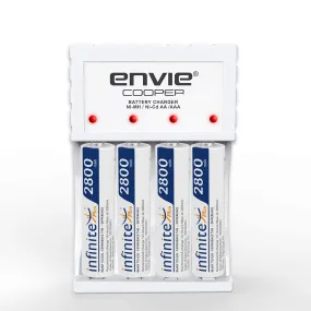 ENVIE (ECR 20 MC 4xAA2800) Standard Rechargeable Battery Charger for AA & AAA Ni-mh/Ni-Cd with 4xAA2800 Rechargeable Batteries