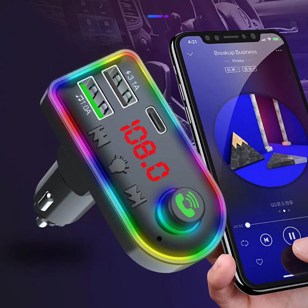 F7/f8 Car Bluetooth Fm Transmitter Hands-free Call Mp3 Player