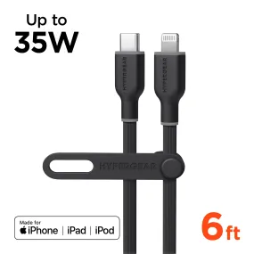 Flexi Pro USB-C to Lightning Soft-Touch Silicone Fast Charge Cable | 6ft | Black