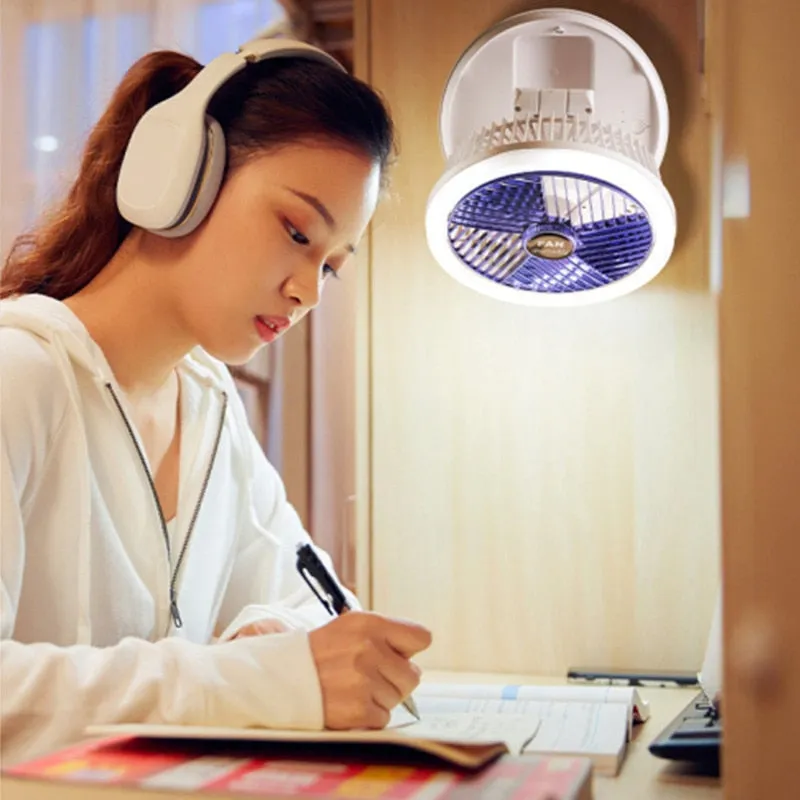 Foldable USB Charging Table Fan | Wall Mounted Ceiling Fan with LED Light | 4 Speed Adjustable Fan