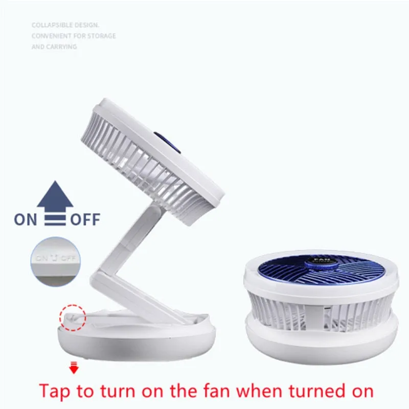 Foldable USB Charging Table Fan | Wall Mounted Ceiling Fan with LED Light | 4 Speed Adjustable Fan