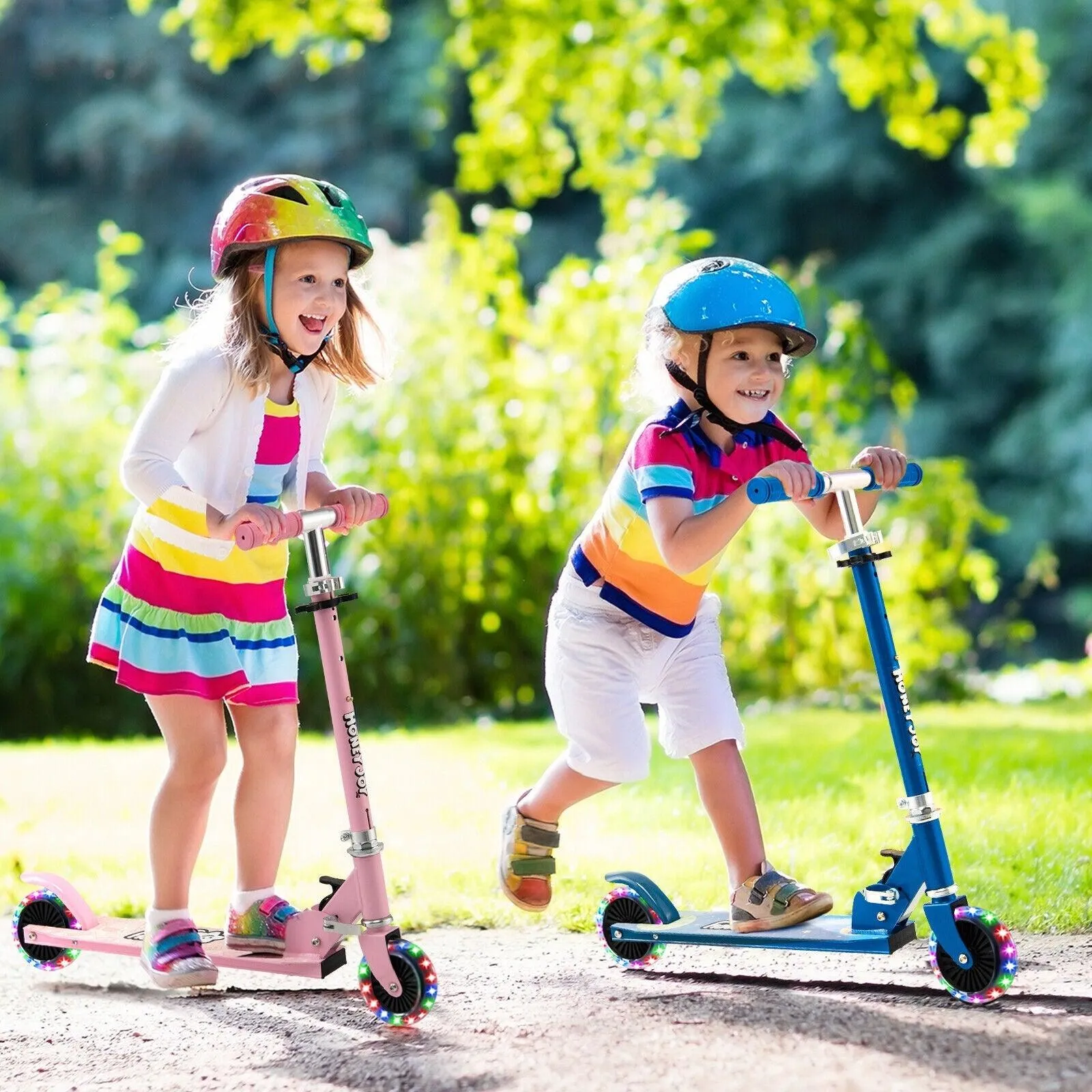 Folding Scooter 32601895 with 2 Flashing Wheels,Adjustable Height Kids Toy Kick