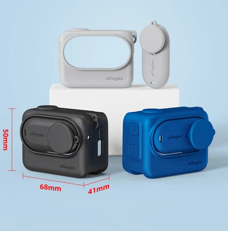 For Insta360 GO 3 AMagisn Silicone Body Cover Protective Case With Lanyard(Blue)