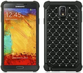 Galaxy Note 4 Case, Crystal Rhinestone Studded Hybrid Dual Layer Shock Resistant Case for Samsung Galaxy Note 4 - Black