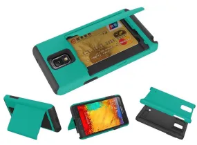 Galaxy Note 4 Case, Hybrid Dual Layer [Shock Resistant] Armor with Card Slot[Kickstand] Case for Samsung Galaxy Note 4 - Teal