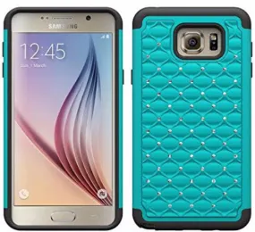 Galaxy Note 5 Case, Crystal Rhinestone Studded Hybrid Dual Layer Shock Absorbent Case for Samsung Galaxy Note 5 - Teal/Black