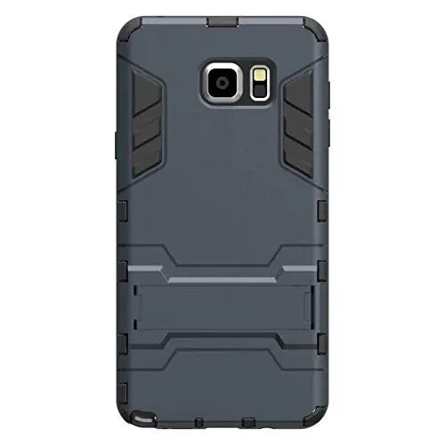 Galaxy Note 5 Case, Slim Cyber Armor [Kickstand] Hybrid Dual Layer [Shock Resistant] Case Cover for Samsung Galaxy Note 5 - Black