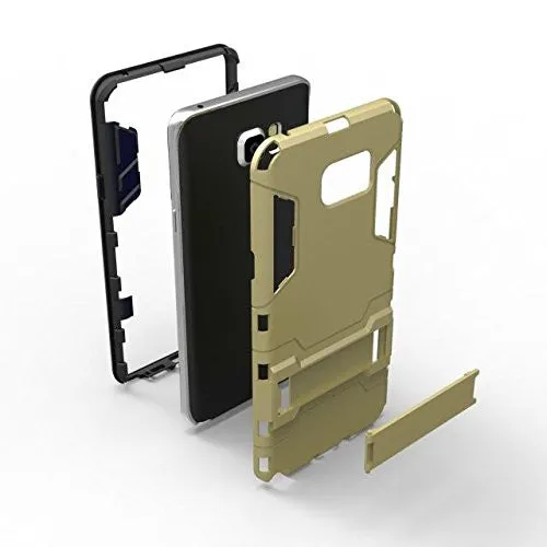 Galaxy Note 5 Case, Slim Cyber Armor [Kickstand] Hybrid Dual Layer [Shock Resistant] Case Cover for Samsung Galaxy Note 5 - Gold