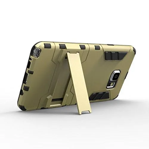 Galaxy Note 5 Case, Slim Cyber Armor [Kickstand] Hybrid Dual Layer [Shock Resistant] Case Cover for Samsung Galaxy Note 5 - Gold