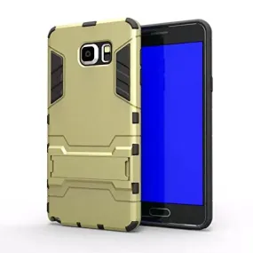 Galaxy Note 5 Case, Slim Cyber Armor [Kickstand] Hybrid Dual Layer [Shock Resistant] Case Cover for Samsung Galaxy Note 5 - Gold