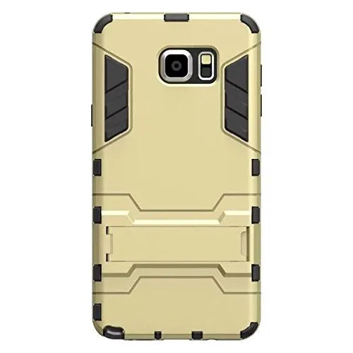 Galaxy Note 5 Case, Slim Cyber Armor [Kickstand] Hybrid Dual Layer [Shock Resistant] Case Cover for Samsung Galaxy Note 5 - Gold