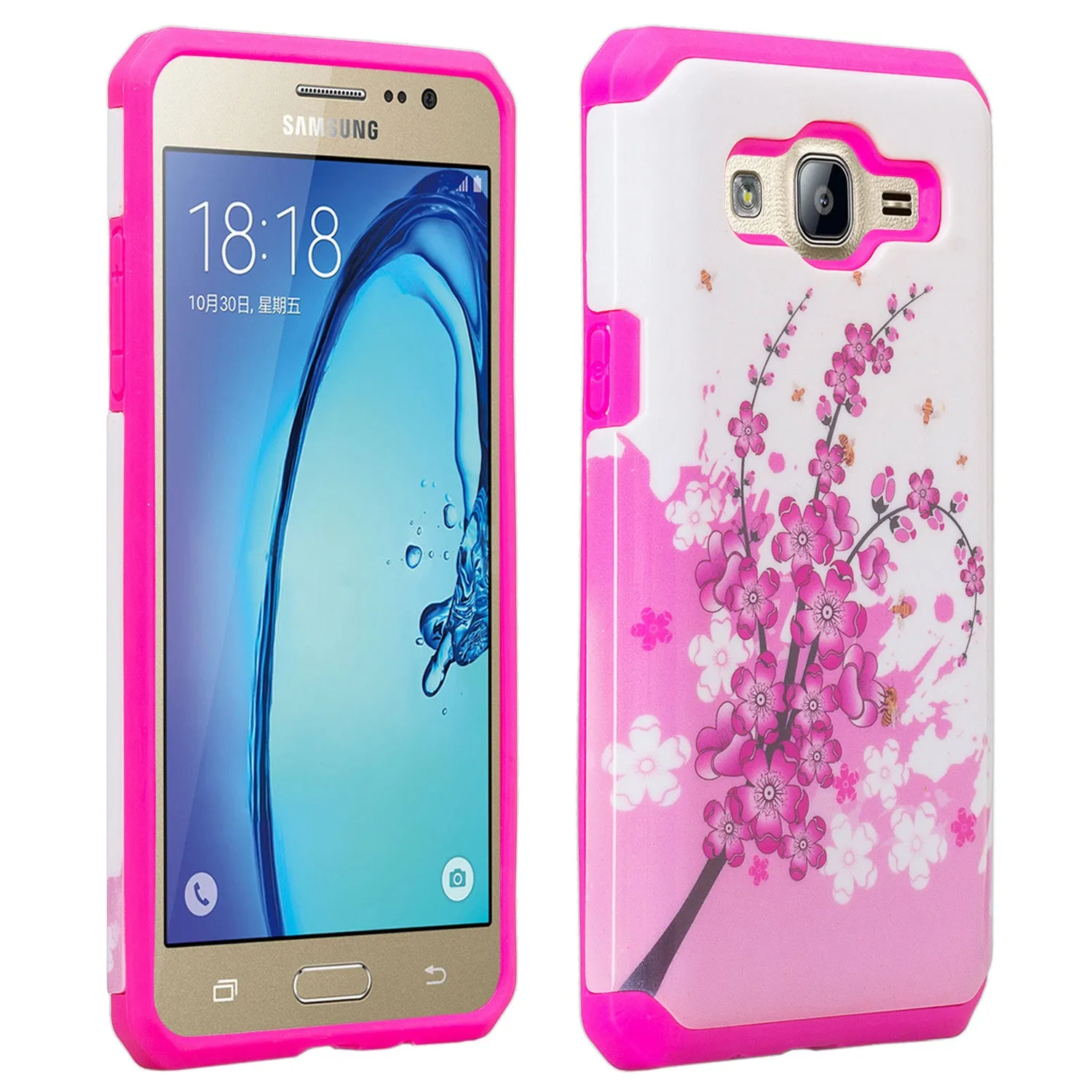 Galaxy On5 Case, Slim Hybrid [Impact/Shock Resistant] Dual Layer Case for Samsung Galaxy On5 - Cherry Blossom