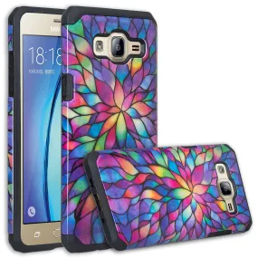 Galaxy On5 Case, Slim Hybrid [Impact/Shock Resistant] Dual Layer Case for Samsung Galaxy On5 - Rainbow Flower