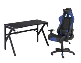 Gaming Desk & Chair Set, Blue/Black