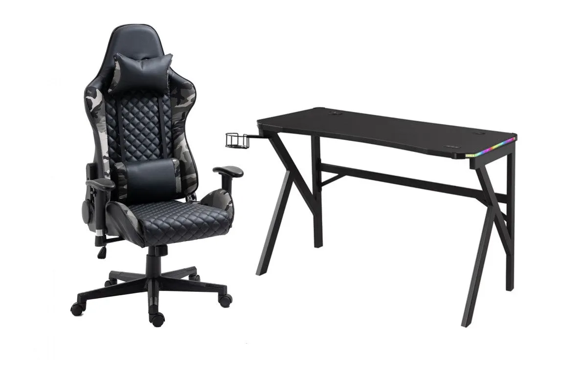 Gaming Desk & Chair Set, Camo/Black